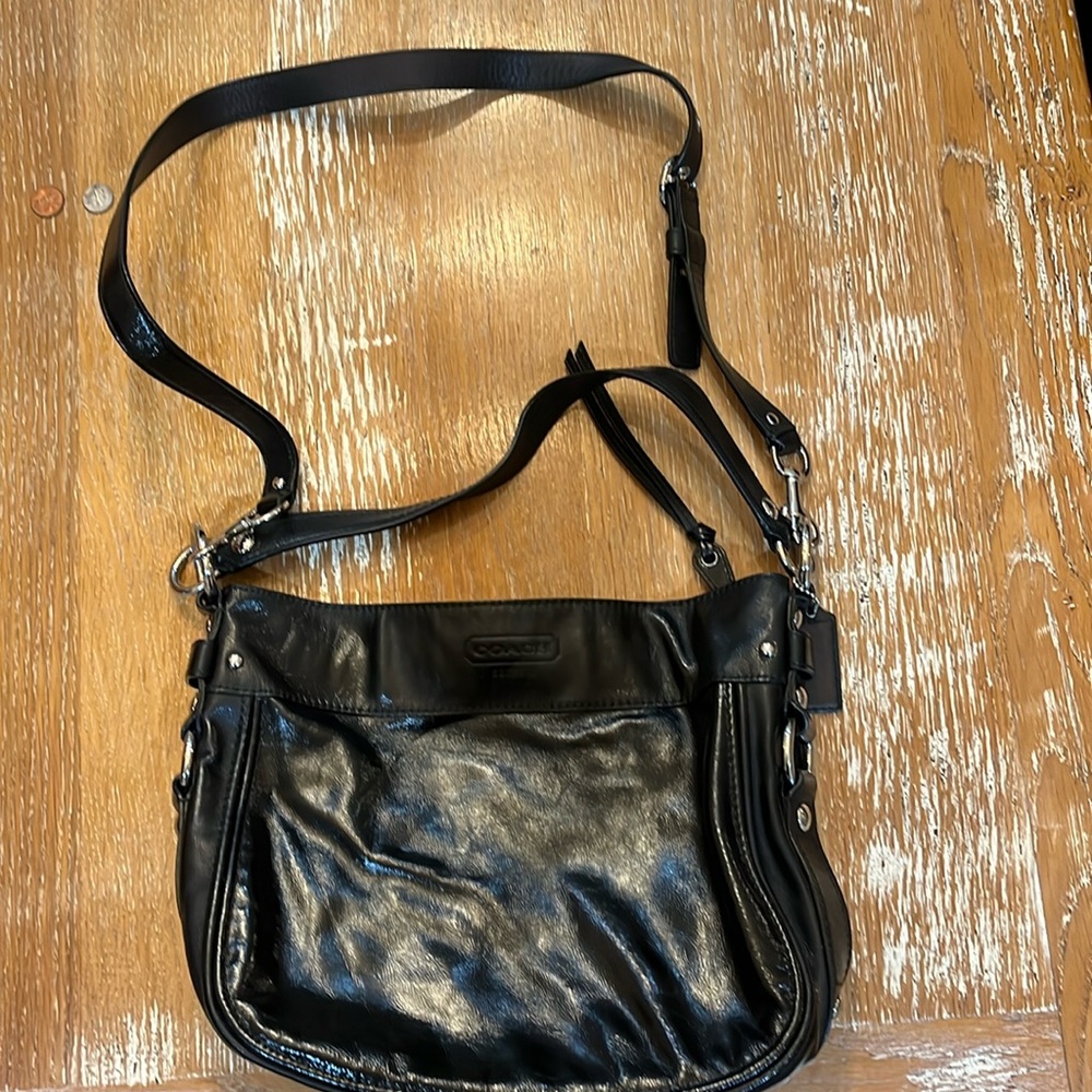 Black shiny coach purse